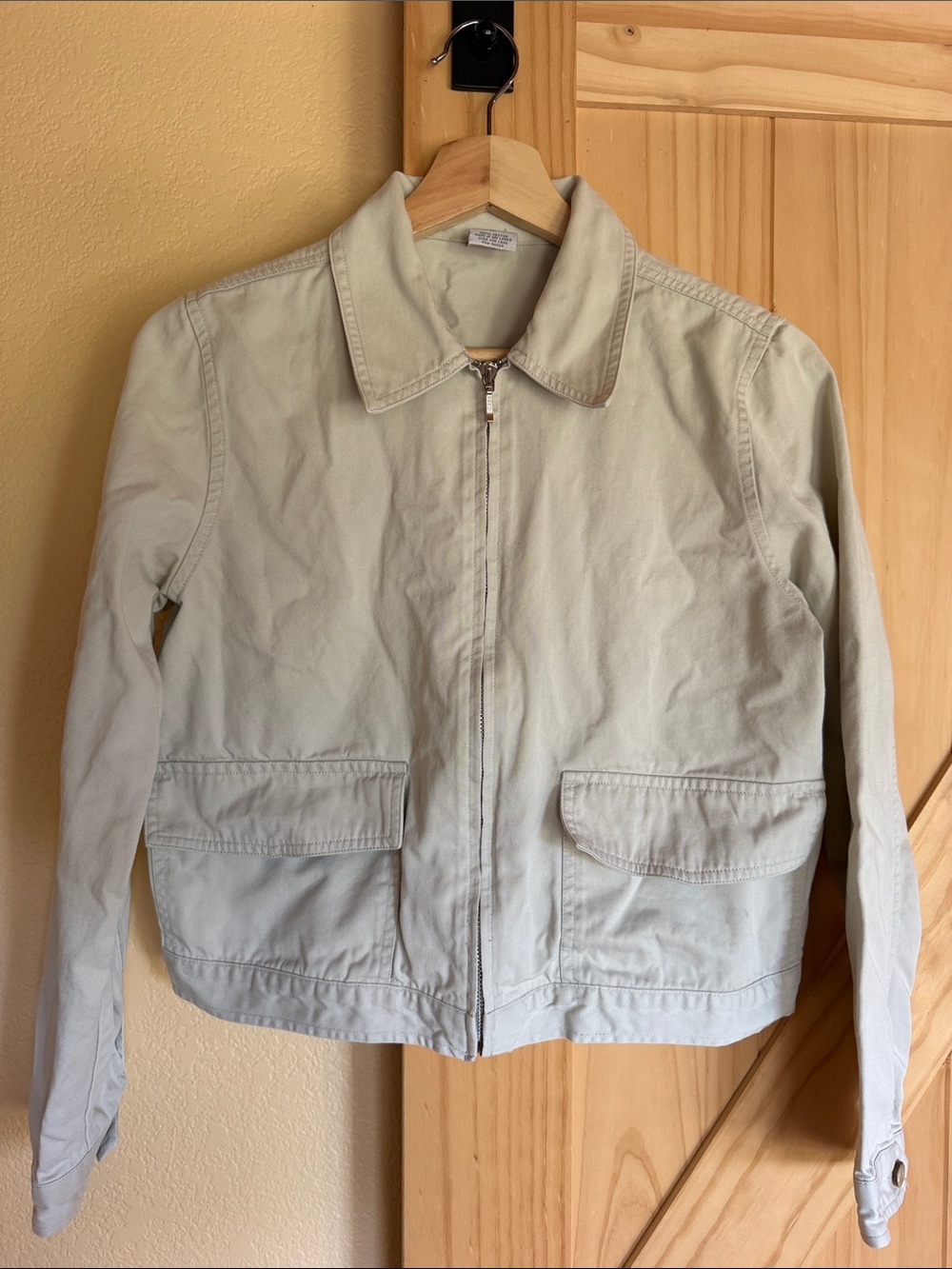 Vintage Old Navy Women's Light Beige Zip-Front Jacket